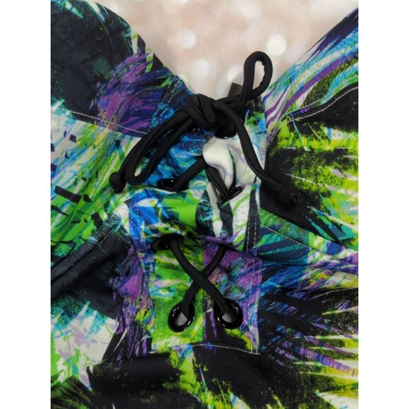 Torrid 1 Women’s Size 14/16 One Piece Tankini Swimsuit Palm Tropical Print - Picture 7 of 9